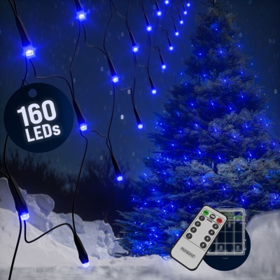 Luci led decorative catena luminosa LED cascata luminosa interno sterno stringa Lichternetz 160 LED blau (de)