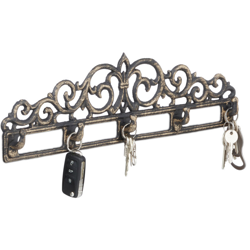 Appendiabiti da parete porta-chiavi in Ghisa, 5 Ganci, Stile Antico, Rustico, HxLxP: 17x35x3,4 cm bronzo precio
