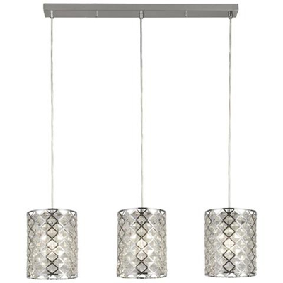 Lampada A Sospensione A 3 Barre Cromate Con Vetro, Attacco E27