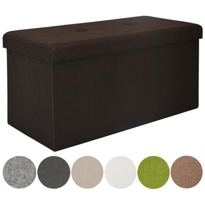 Panca Contenitore 76x38x38cm 80l Pieghevole Imbottita Marron