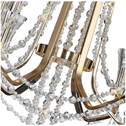 Lampadario A Soffitto A Sospensione 6 Luci E14 Oro Francese, Cristallo en oferta