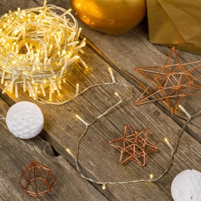 Luci di natale catena 180 led 5mm luce fredda 13 mt cavo trasparente esterno addobbi natalizi