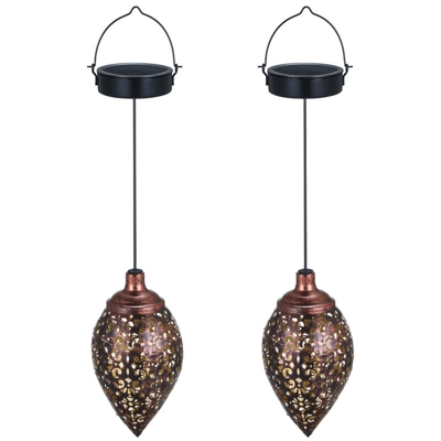 Lampadario decorativo intagliato a rugby solare marrone | 2 pezzi DC1.2V 0.065W - 2 pezzi DC1.2V 0.065W