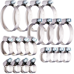 Fascette Stringitubo in Set da 20, 5 Misure, 8-50 mm, Acciaio Inox, Morsetti in Metallo, Tubo Benzina, Argento en oferta