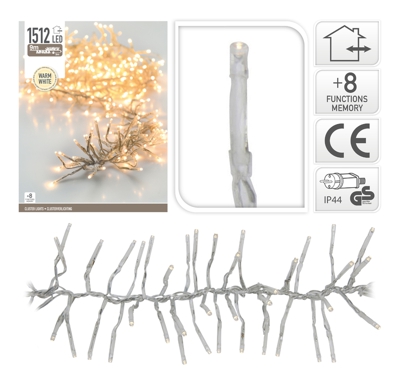 Luci Natale Ghirlanda 1512 Led Bianco Caldo Con Giochi Di Luce Addobbi