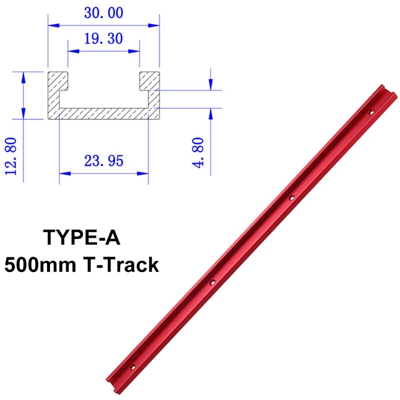 Rosso 300mm / 400mm / 500mm / 600mm Linguetta in lega di alluminio T-Track Slider Dado Slider Strumento per la lavorazione del legno fai da te (TYPE