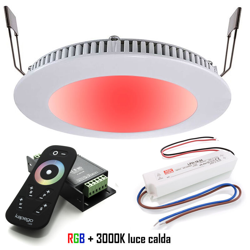 KIt centralina faretto incasso slim cromoterapia LED 8W 24V RGBW 3000K foro 13 en oferta