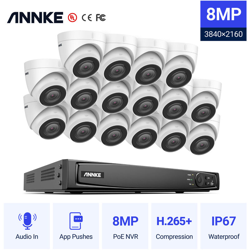 ANNKE Sistema di videosorveglianza di rete PoE 4K Ultra HD, NVR di sorveglianza 4K a 16 canali con compressione video H.265 +, telecamere IP a características