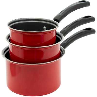 Set Casseruole 3 Pezzi 1 Manico Cm16/18/20 Rosso