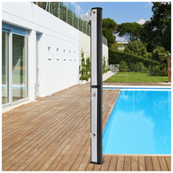 Doccia Solare Da Giardino Nero / argento Con Serbatoio Di 35l Con Doccia Per Piedi características