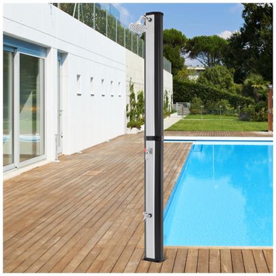 Doccia Solare Da Giardino Nero / argento Con Serbatoio Di 35l Con Doccia Per Piedi