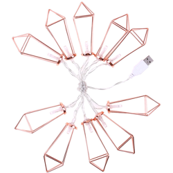 1 LED 1 alimentati da USB, sempre in metallo lucido, catena luminosa decorativa, luce natalizia,forma di diamante - forma di diamante precio