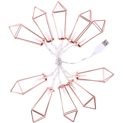 1 LED 1 alimentati da USB, sempre in metallo lucido, catena luminosa decorativa, luce natalizia,forma di diamante - forma di diamante