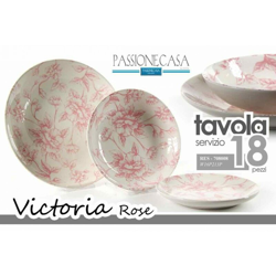 Argonauta - Servizio piatti da tavola pz 18 Rose Rosa en oferta