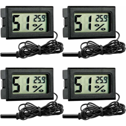 LITZEE Acquario LCD Termometro Digitale Igrometro 4 Pz Monitor di Temperatura con Sonda per Acquario Incubatrice per Uccelli Rettili características