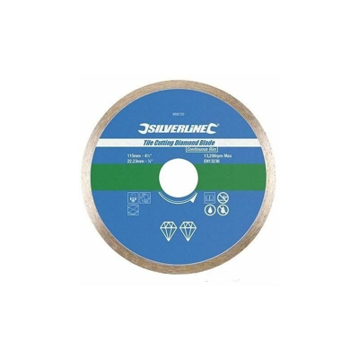 Disco diamantato per taglio piastrelle a bordo continuo 115 x 22,23 mm - Silverline