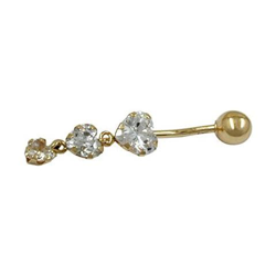 Piercing Di Pancia 430514-3 Cz-hearts 14ct Gold en oferta