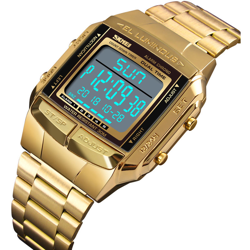 Strap SKMEI 1381 uomini Analogico Digitale vigilanza di modo casuale di sport orologio da polso 2 Tempo 5 Allarme 3ATM impermeabile in acciaio inox en oferta