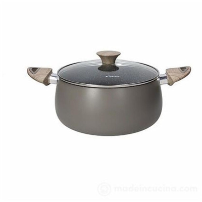 Casseruola 2 Manici con Coperchio Linea Eco Diametro 24 cm colore Alluminio Tortora