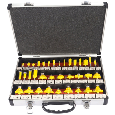 Set di 35 pezzi di set di teste da taglio per fresatrici per legno elettromeccaniche per incisione per legno, gambo da 8 mm - gambo da 8 mm
