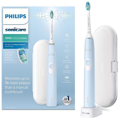 Sonicare Protectiveclean 4300 Spazzolino Elettrico Con Travel Case - Light Blue (uk 2 Pin) - Hx6803 / 03