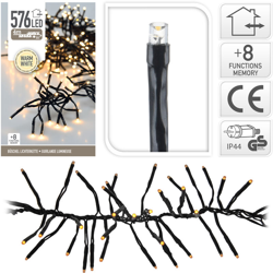 Peragashop - LUCI NATALE GHIRLANDA 576 LED BIANCO CALDO CON GIOCHI DI LUCE ADDOBBI en oferta