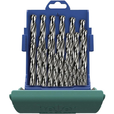 Heller 21961 7 HSS Kit punte a spirale da metallo 19 parti rettificato DIN 338 Alberino cilindrico 1 KIT
