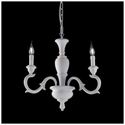 Lampadario In Legno E Pasta Di Legno Bianco Shabby 3 Luci Barocco