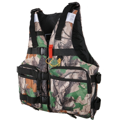 Giubbotto salvagente due in uno con tasca per la pesca in mare, colore mimetico, taglia XL