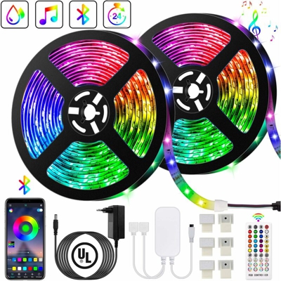 Striscia LED blu striscia LED 10M 300 LED 5050 RGB impermeabile, controllata dall'app per smartphone, si sincronizza con la funzione ritmo / timer