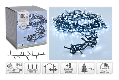 Peragashop - LUCI NATALE 1000 LED BIANCO GHIACCIO CON GIOCHI DI LUCE DECORAZIONI NATALE