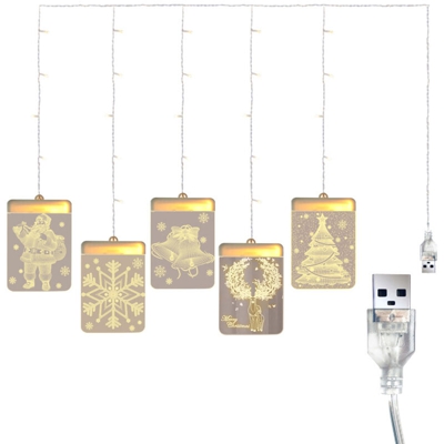 Luci a sospensione Ghirlanda luminosa con decorazioni natalizie 3D [Bianco sempre luminoso e caldo] Noel Elk