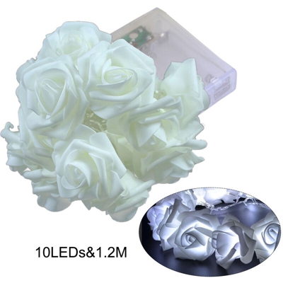 N White 10 LED simulazione fiori rosa stringa contenitore di batteria 1.2M illumina decorazioni per le feste di Natale interni partito stringhe di