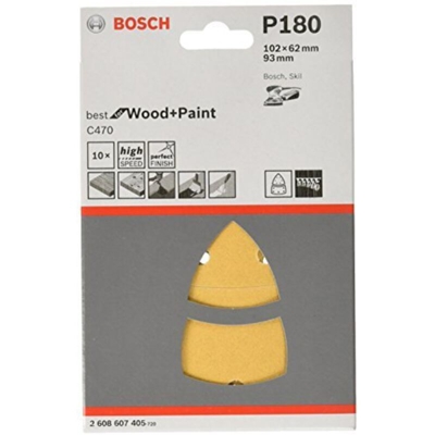 Bosch Accessories 2608607405 Multi carta abrasiva a strappo, perforato Grana 180 (L x L) 102 mm x 62.93 mm 10 pz.