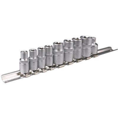 SET BUSSOLE TORX FEMMINA + ADATTATORE 10pz - ATTACCO 1/4-3/8 39D375 - Topex