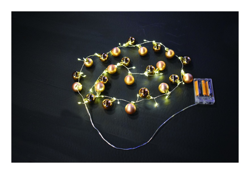 Peragashop - GHIRLANDA 24 SFERETTE ORO CON 48 LED BIANCO CALDO 3CM NATALE en oferta
