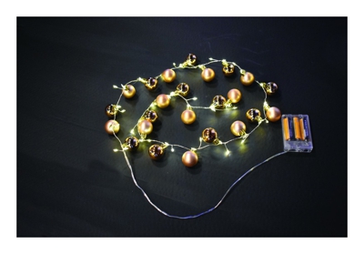 Peragashop - GHIRLANDA 24 SFERETTE ORO CON 48 LED BIANCO CALDO 3CM NATALE