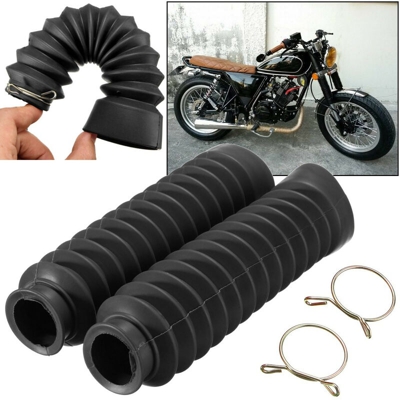 Drillpro - 2 pezzi di copertura in gomma ammortizzatore forcella anteriore per Harley nero