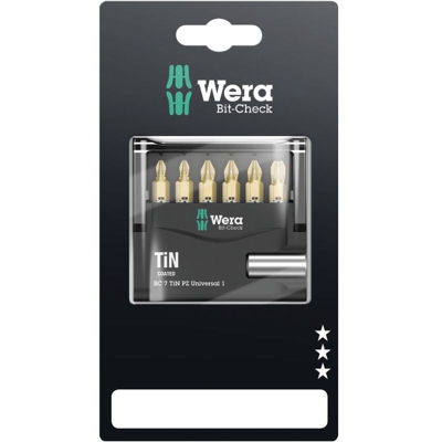 Wera Bit-Check 7 TiN PZ Universal 1 SB, 7 pezzi - 05073538001
