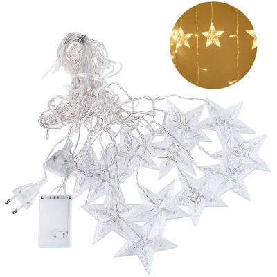Standard europeo 220V 138 luci 12 stelle decorazione tenda ghirlanda leggera decorazione natalizia bianco caldo