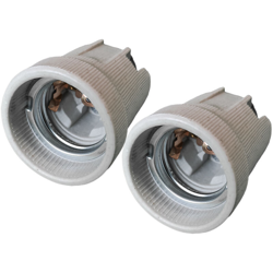 Extrastar - LEDLUX AP2702 2 PZ Portalampade E27 in Ceramica Porcellana Con Viti Per Fili Elettrici e Gancio in Ferro Da Appendere Per Uso Cantieri características