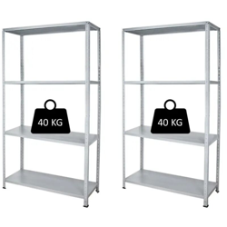 PACCO DOPPIO CON 2 SCAFFALI COMPLETI 60 X 30 X 140 CM 4 RIPIANI 40 KG - Grima características