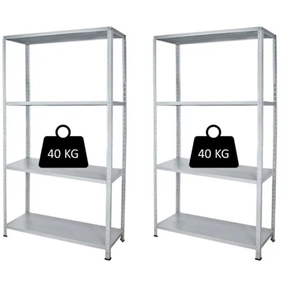 PACCO DOPPIO CON 2 SCAFFALI COMPLETI 60 X 30 X 140 CM 4 RIPIANI 40 KG - Grima