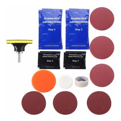 KIT RESTAURO FARI FANALI AUTO LUCIDANTE PULIZIA RIGENERA LENTI PLASTICA 768 visb