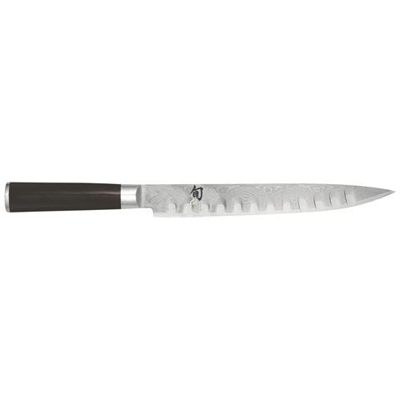 Coltello Trinciante Stretto Olivato Cm 23 Linea Shun Classic Di Kai In Acciaio Damasco Con Manico In Legno Pakka