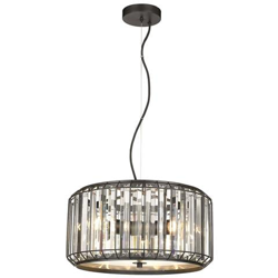 Lampada A Sospensione A 3 Luci Nera, Trasparente Con Cristalli, Attacco E27 precio