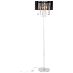 Lampada Da Terra Nera A 3 Luci Con Paralume In Tessuto Nero, Attacco E14 precio
