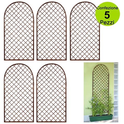 Multipack 5 Pz Tralicci Fissi Ad Arco In Salice Naturale Colore Marrone 0,60 X H 1,50 Metri