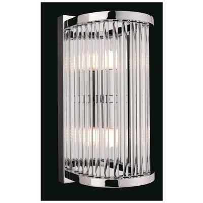 Applique Da Parete Per Interni 2 Luci Cromate, Aste In Vetro Trasparente, G9