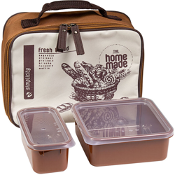 Lunch Box con Contenitore Ml 870 e 390 in Polipropilene Marrone en oferta
